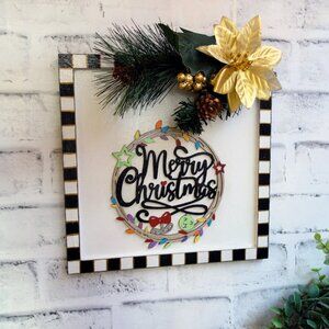 Checked Merry Christmas Sign Mackenzie Inspired Checked Christmas Decor